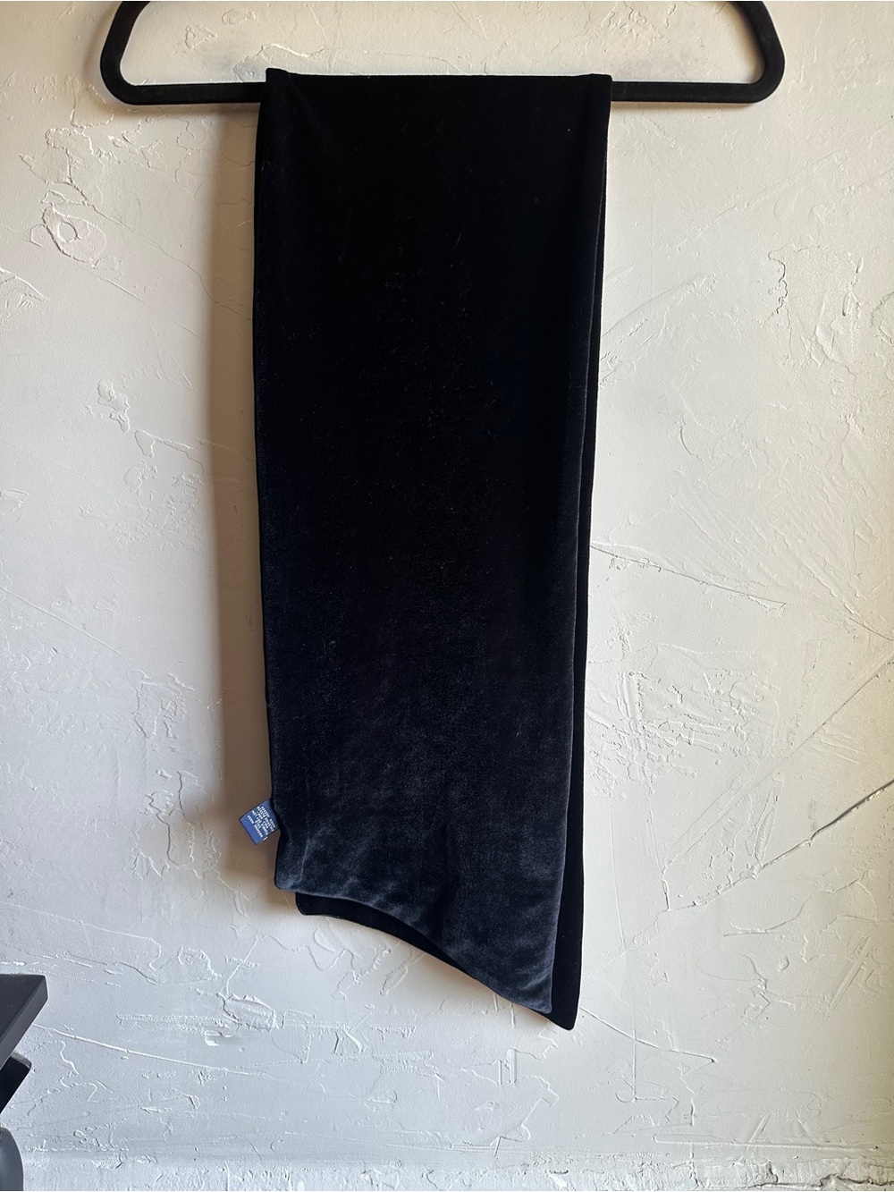 Goth Dark Academia Black Velour Scarf 90s Minimalist GAP 46x9